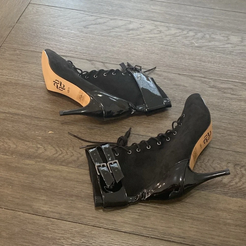 NWT BURJU Shoes Under The Influence Open Toe Lace Up Buckle Ankle Boots | 11 - Picture 2 of 11